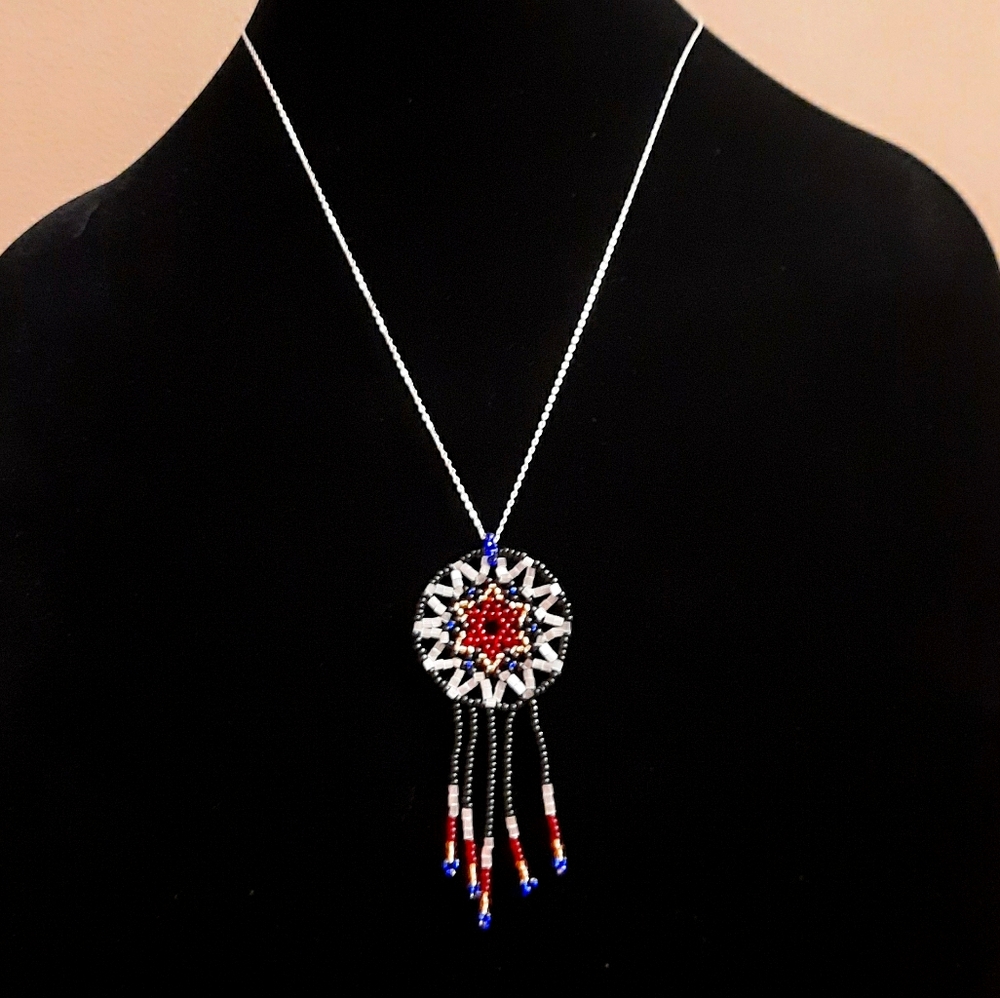Sterling silver handmade beaded pendant necklace
